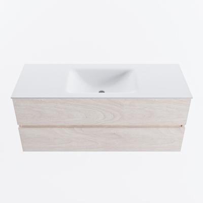 MONDIAZ VICA 120cm badmeubel onderkast Underlayment 2 lades. Wastafel CLOUD midden 1 kraangat, kleur Talc.