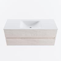 MONDIAZ VICA 120cm badmeubel onderkast Underlayment 2 lades. Wastafel CLOUD midden 1 kraangat, kleur Talc. - thumbnail