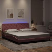 Bedframe met LED zonder matras fluweel roze 180x200 cm - thumbnail