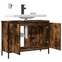 Badkamerkast 80x30x60 cm bewerkt hout gerookt eikenkleurig - thumbnail