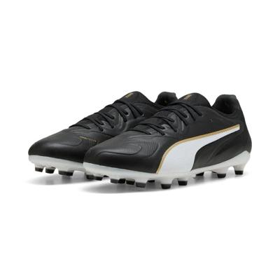 PUMA King 20 Ultimate Gras Voetbalschoenen (FG) Zwart Wit Goud
