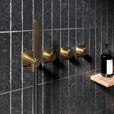 Hotbath Gal Afbouwdeel voor Inbouw bad/douche thermostaat 2 stopkranen zonder uitloop Geborsteld messing PVD GL7071EXTBBP Hotbath Gal Afbouwdeel voor Inbouw bad/douche thermostaat 2 stopkranen zonder uitloop Geborsteld messing PVD GL7071EXTBBP