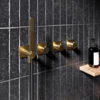 Hotbath Gal Afbouwdeel voor Inbouw bad/douche thermostaat 2 stopkranen zonder uitloop Geborsteld messing PVD GL7071EXTBBP - thumbnail