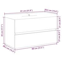 Wastafelkast met ingebouwde wasbak artisanaal eikenkleurig - thumbnail