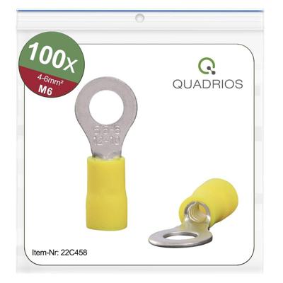 Quadrios 22C458 Ringkabelschoen Dwarsdoorsnede (max.): 6.0 mm² Schachtdiameter: 6.5 mm Deels geïsoleerd Geel 1 set(s)
