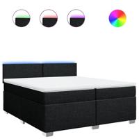 Boxspring met matras stof zwart 200x200 cm - thumbnail