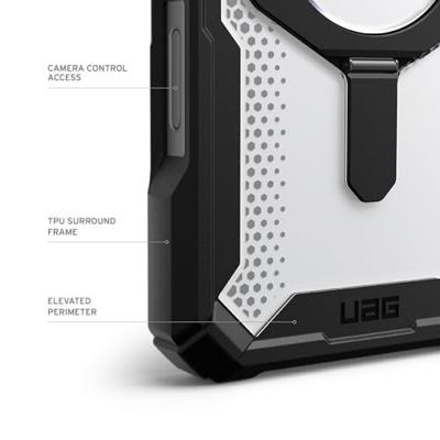 Urban Armor Gear Plasma XTE MagSafe Kickstand Case Backcover Apple iPhone 16 Pro Zwart, Transparant MagSafe compatible