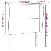 Hoofdbord met randen 83x23x118/128 cm stof donkergrijs - thumbnail