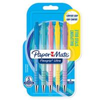 Paper Mate balpen Flexgrip Pastel RT, medium, blauwe inkt, blister van 5 stuks, assorti - thumbnail