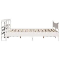 Bedframe met hoofdbord massief grenenhout wit 160x200 cm - thumbnail