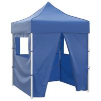 Partytent met 4 zijwanden inklapbaar 2x2 m staal blauw - thumbnail