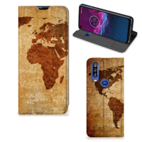 Motorola One Action Book Cover Wereldkaart - thumbnail
