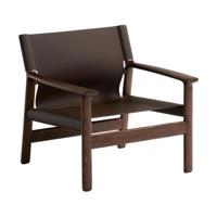 Kave Home Jan fauteuil leder Donkerbruin essenhout - thumbnail