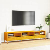 Tv-meubel 202x39x43,5 cm koudgewalst staal mosterdgeel - thumbnail