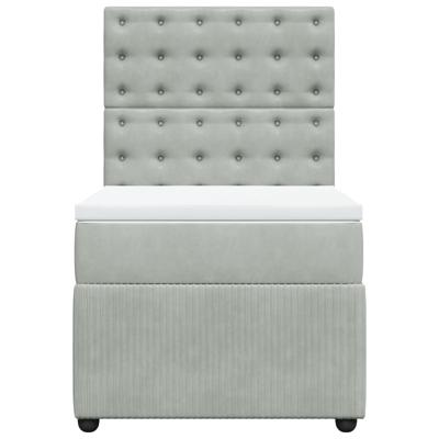 Boxspring met matras fluweel lichtgrijs 120x190 cm - thumbnail