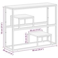 Wandtafel roestvrij staal en massief acaciahout zilverkleurig - thumbnail