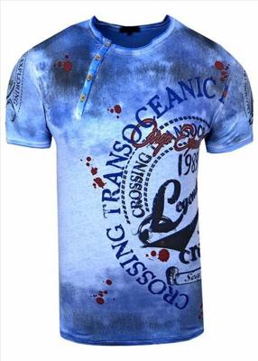 Rusty Neal - Heren T-Shirt - Blauw - Zachte Stof - Italianstyle Rusty Neal - Heren T-Shirt - Blauw - Zachte Stof - Italianstyle