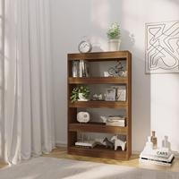 Boekenkast/kamerscherm 80x30x135 cm bewerkt hout bruin eiken - thumbnail