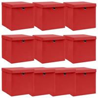 VidaXL Opbergboxen met deksel 10 st 32x32x32 cm stof wit - thumbnail