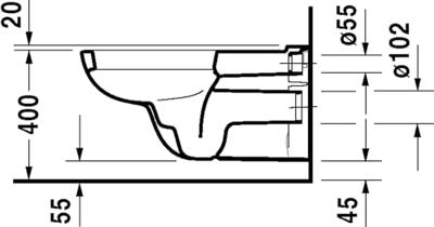 Duravit D-code wandcloset 70cm met spoelrand diepspoel wit 22280900002 Duravit D-code wandcloset 70cm met spoelrand diepspoel wit 22280900002