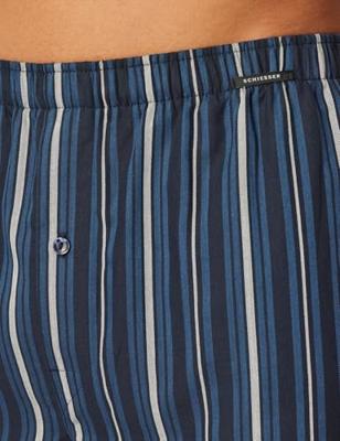 Schiesser 2-Pack heren wijde boxershort katoen woven - Losse blauwe 100% katoenen boxershorts