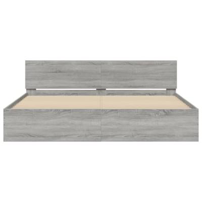 Bedframe met hoofdeinde en LED-licht grijs sonoma 180x200 cm