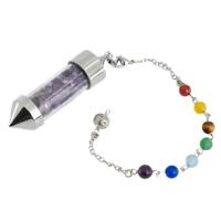 Pendel Edelsteen Amethist Capsule met 7 Chakra Kralenketting - thumbnail