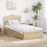 Bedframe met hoofdeinde Sonoma Eiken 90 x 190 cm Bewerkt hout - thumbnail