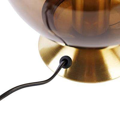 QAZQA Art deco tafellamp messing met smoke glas - Pallon