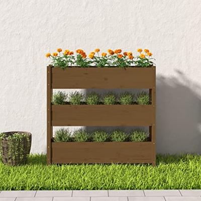 Plantenbak 112x25x104,5 cm massief grenenhout honingbruin