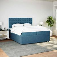 Boxspring met matras fluweel blauw 200x200 cm - thumbnail