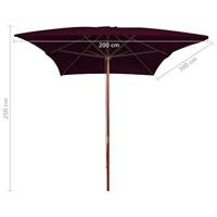 VidaXL Parasol met houten paal 200x300 cm bordeauxrood - thumbnail