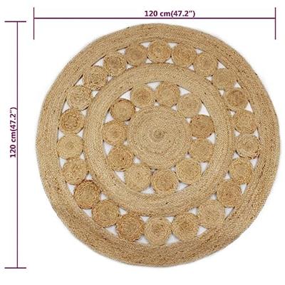 VidaXL Tapijt met ontwerp rond 120 cm gevlochten jute VidaXL Tapijt met ontwerp rond 120 cm gevlochten jute