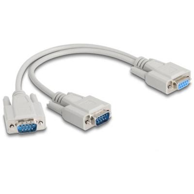 Delock 67160 VGA Adapter [1x D-sub bus 9-polig - 2x D-sub stekker 9-polig] Beige 0.30 m