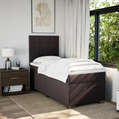 Boxspring met matras stof donkerbruin 140x200 cm - thumbnail