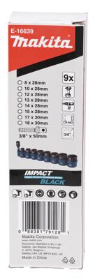 Makita Krachtdopset Impact Black, 3/8 9-dlg - E-16639