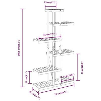 VidaXL Plantenstandaard 75x25x140,5 cm massief vurenhout