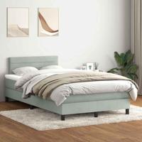 Boxspring met matras fluweel lichtgrijs 120x220 cm - thumbnail