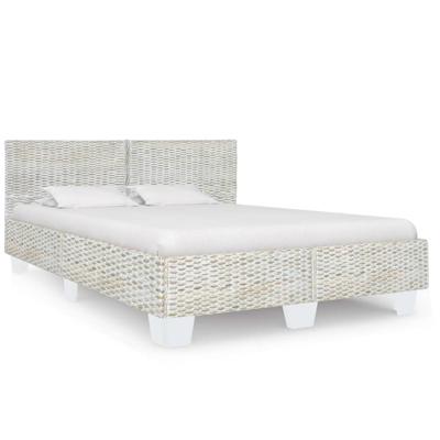 Bedframe natuurlijk rattan grijs 160x200 cm