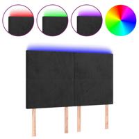 Hoofdbord LED 144x5x118/128 cm fluweel zwart - thumbnail
