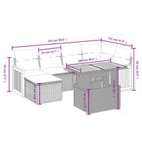 7-delige Loungeset met kussens poly rattan beige - thumbnail