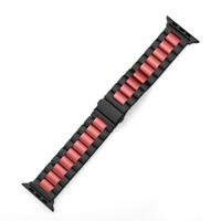 Stalen schakelband - Zwart met rood - Geschikt voor Apple watch 44mm / 45mm / 46mm / 49mm - thumbnail