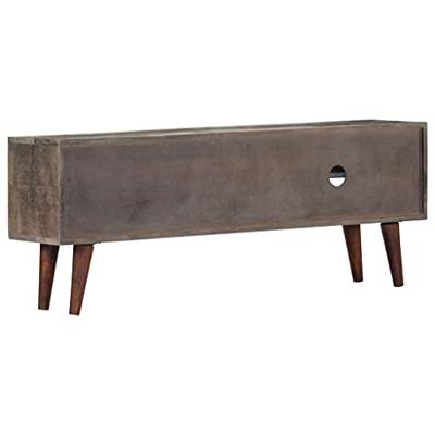 VidaXL Tv-meubel 130x30x46 cm massief ruw mangohout grijs