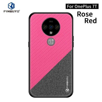 Voor Oneplus 7T PINWUYO Rong serie schokbestendige PC + TPU + chemische Fiber doek beschermende cover (rood)