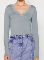 Dames shirt Kant lange mouw - Barbera - Kanten dames ondershirt - Viscose - thumbnail