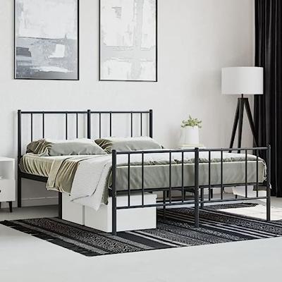 Bedframe met voetbord zonder matras metaal zwart 160x200 cm