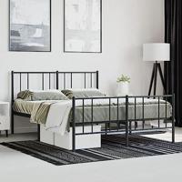 Bedframe met hoofd- en voeteneinde metaal zwart 160x200 cm - thumbnail
