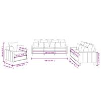 3-delige Loungeset met kussens fluweel zwart - thumbnail