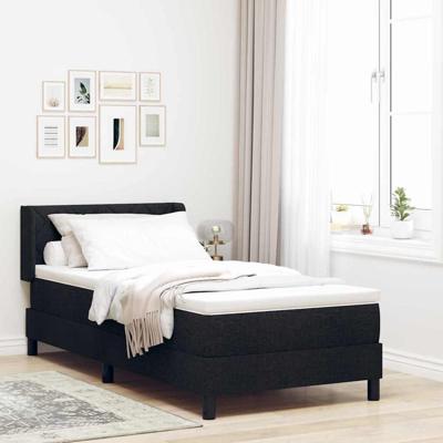 Boxspring bed met hoofdeinde Zwart 90 x 190 cm Stof en Foam