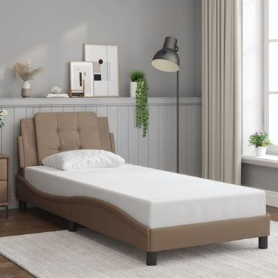 Bedframe met hoofdbord kunstleer cappucinnokleurig 80x200 cm